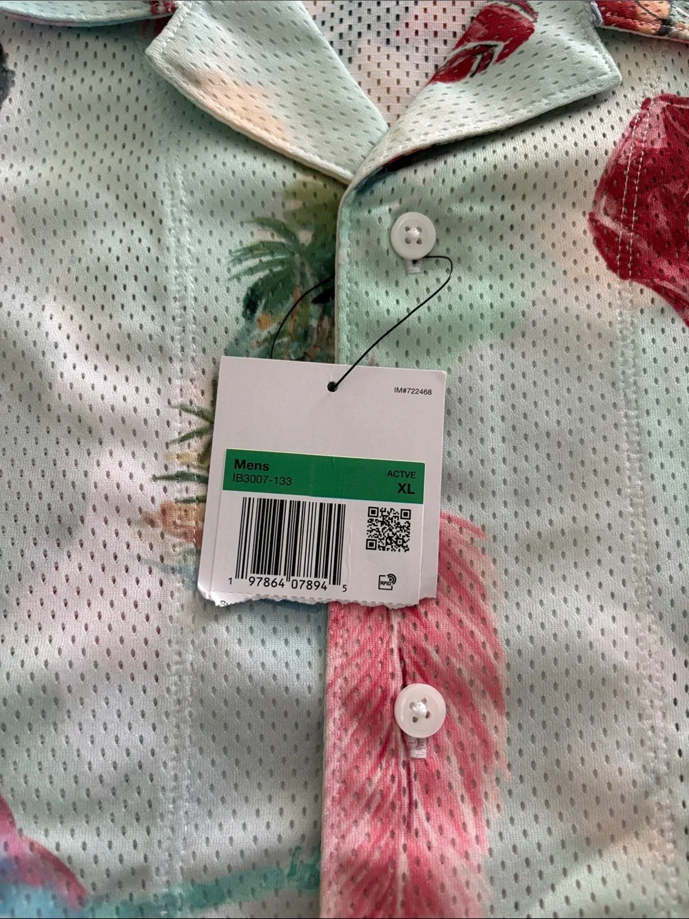 Jordan Mint Tropical Flamingo Button-Down Shirt with Pink Accents